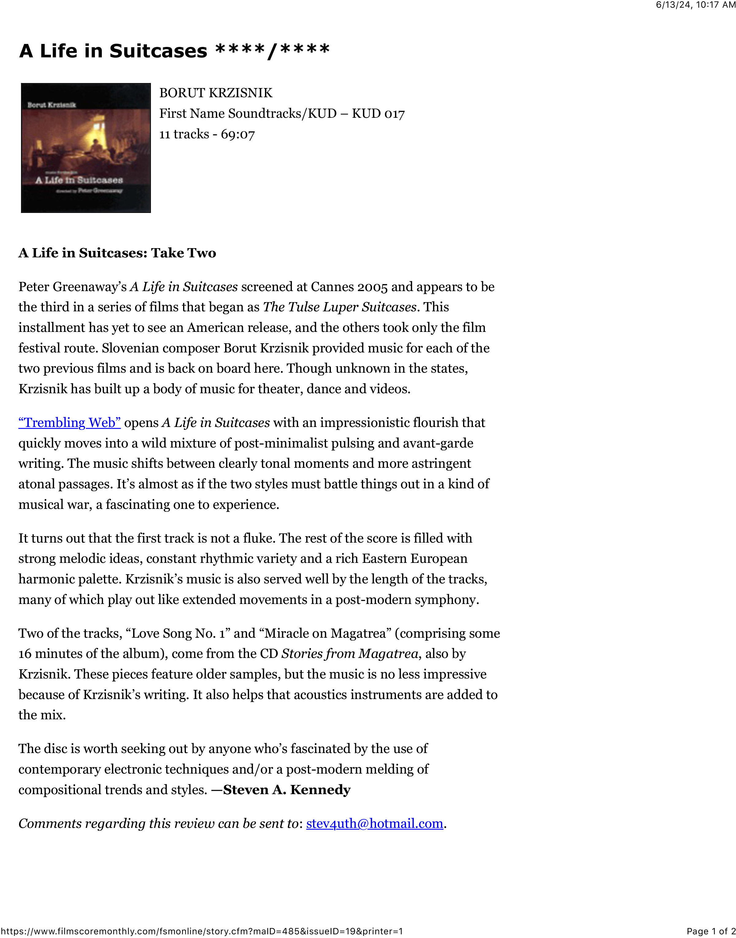 A Life in Suitcases - review2 FSM 2006