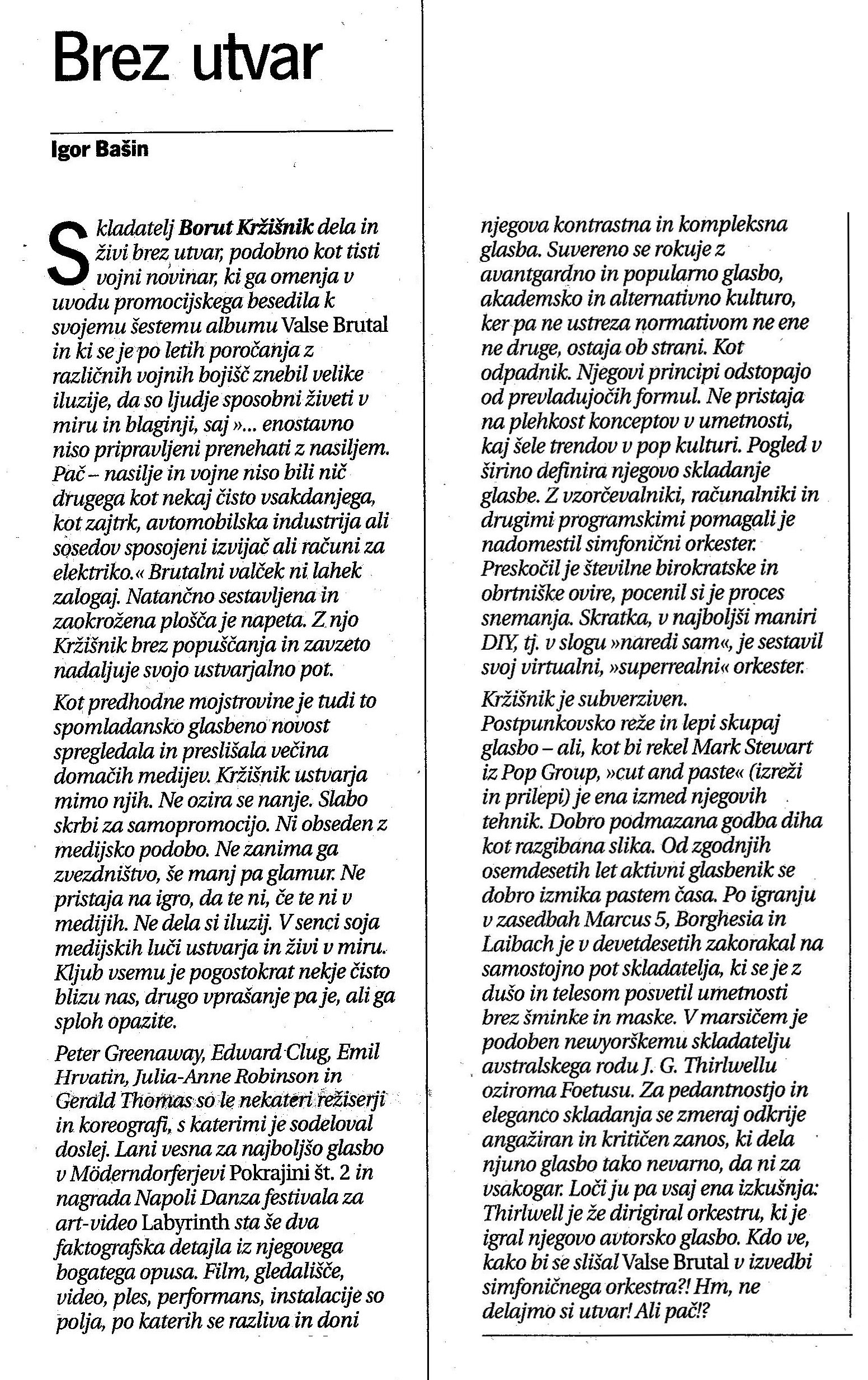 Dnevnik - review Valse Brutal 2009